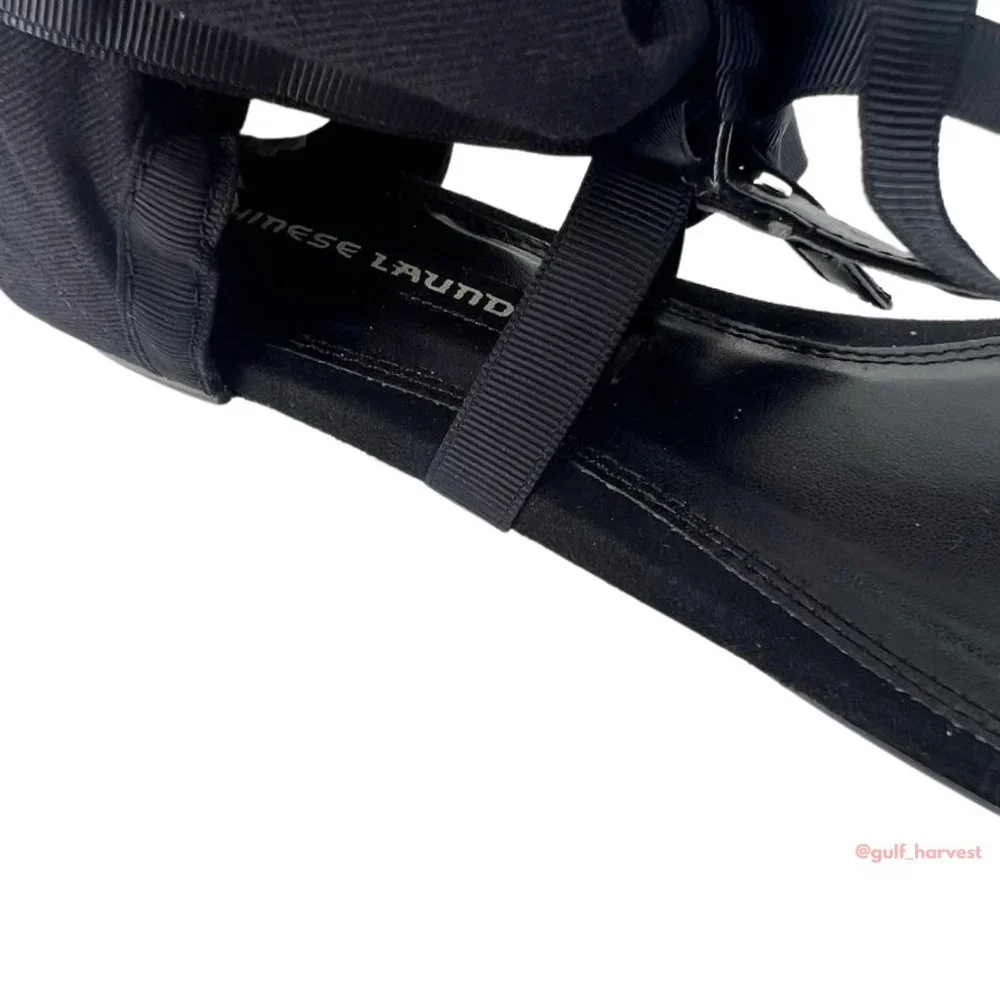 Chinese Laundry Women's Black Twill Sudoku Low Wedge Thong Sandal, Choose Size - Picture 11 of 14